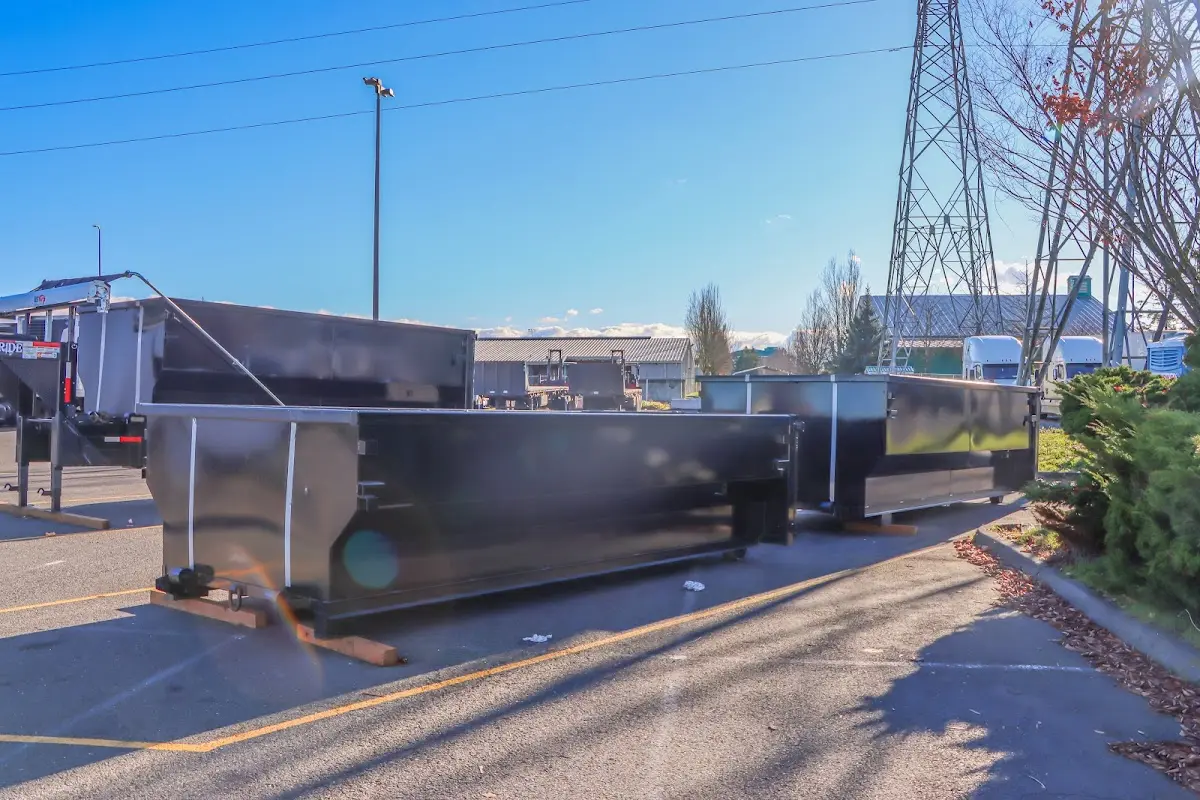 Roll-off dumpster ready for waste disposal at job site for 3 Yard Dumpster Rental in Santa Clara